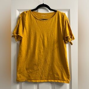 Mustard yellow cold shoulder tee